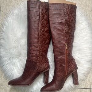 Vince Camuto Phranzie Brown Leather Knee High Boots